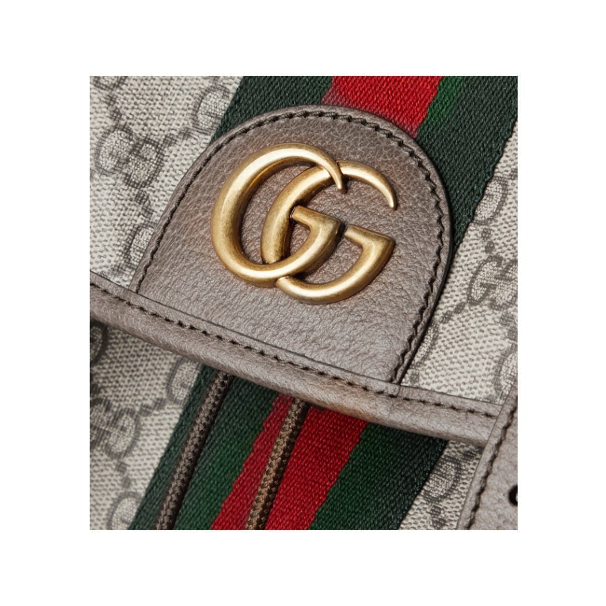 GUCCI OPHIDIA LEATHER AND WEBBING TRIMMED MONOGRAM BACKPACK