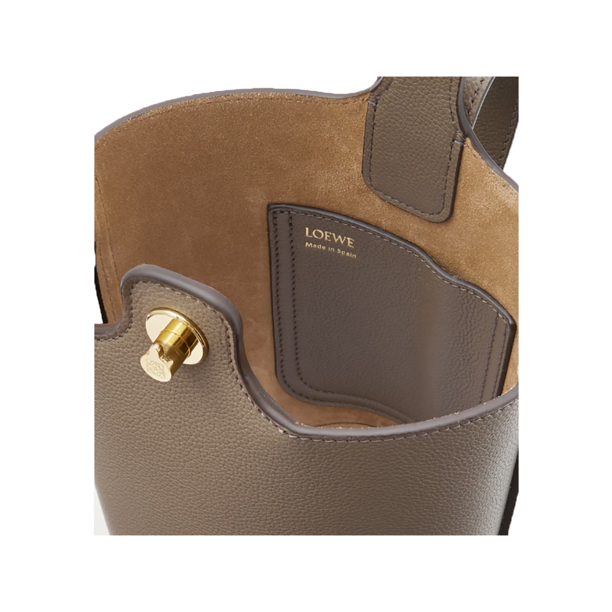 LOEWE PEBBLE MINI TEXTURED-LEATHER TOTE BAG IN TAUPE