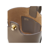 LOEWE PEBBLE MINI TEXTURED-LEATHER TOTE BAG IN TAUPE