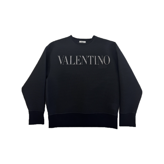 PRELOVED VALENTINO MESH LOGO SWEATER IN BLACK