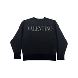 PRELOVED VALENTINO MESH LOGO SWEATER IN BLACK