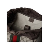 GUCCI OPHIDIA LEATHER AND WEBBING TRIMMED MONOGRAM BACKPACK