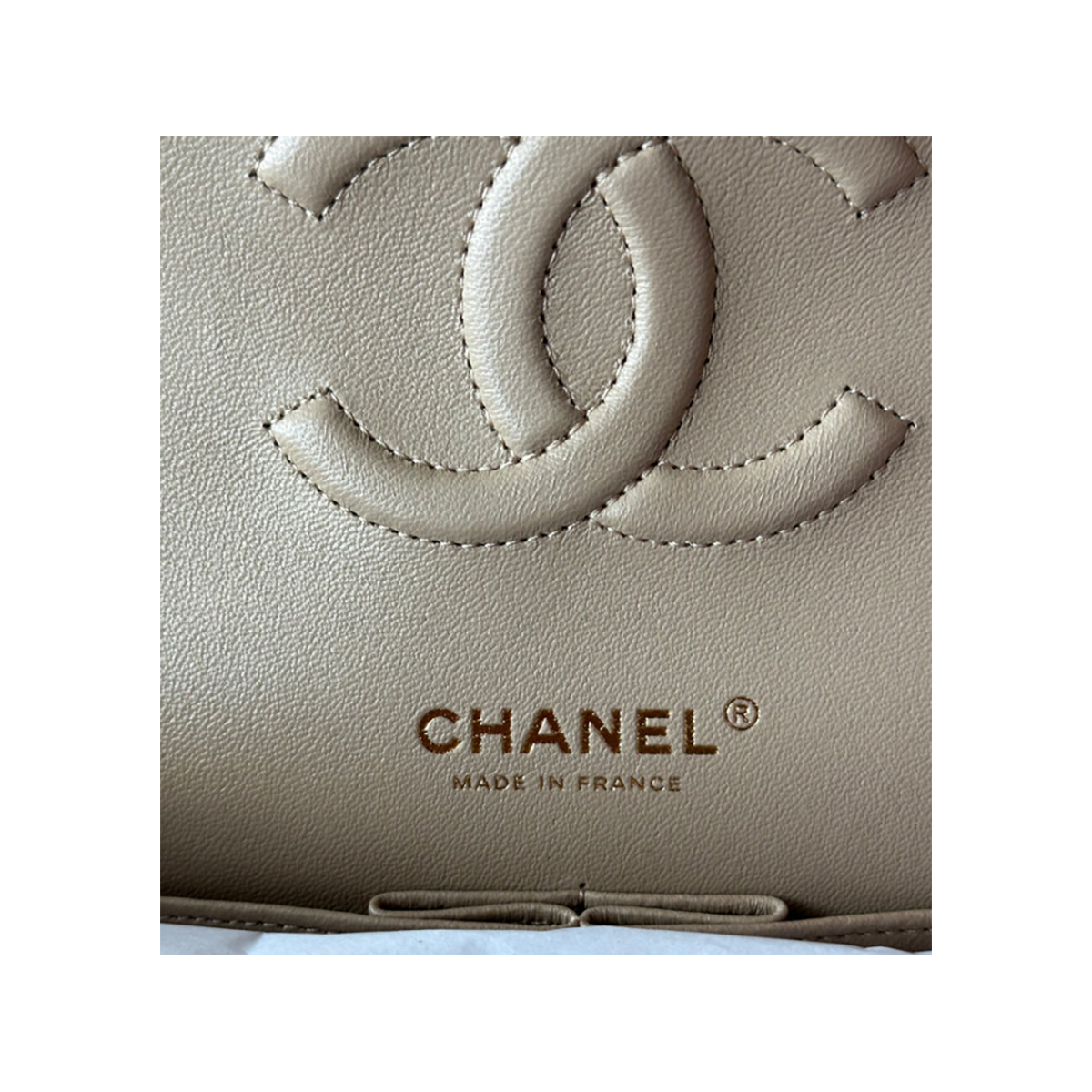 PRELOVED CHANEL IRIDESCENT BEIGE CAVIAR QUILTED MEDIUM FLAP BAG