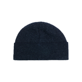 BOSS KNITTED-LOGO BEANIE HAT IN NAVY