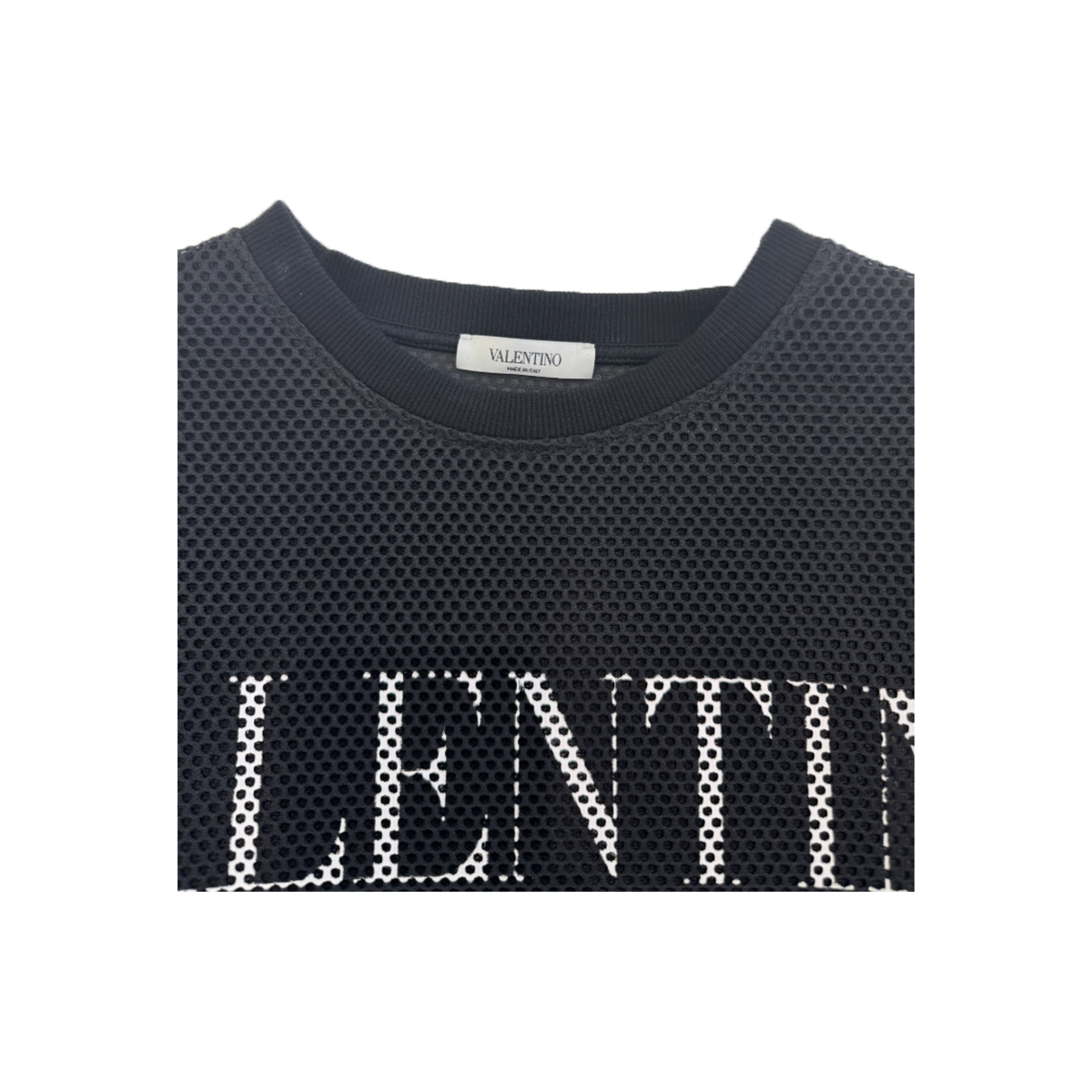 PRELOVED VALENTINO MESH LOGO SWEATER IN BLACK