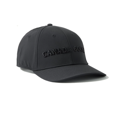 CANADA GOOSE LOGO EMBROIDERED STRETCH-TWILL CAP IN BLACK
