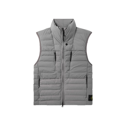 STONE ISLAND LOGO BADGE SHELL-DOWN GILET IN GRAY