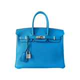 HERMES TOGO LEATHER BIRKIN 25 IN BLUE