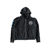 PRELOVED CHROME HEARTS MULTICOLOR HORSESHOE LOGO ZIP HOODIE IN BLACK