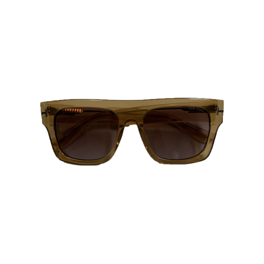 PRELOVED TOM FORD FAUSTO RECTANGULAR SUNGLASSES IN CLEAR BROWN