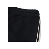 CELINE STRAIGHT LEG LOGO-EMBROIDERED STRIPED JERSEY SHORTS IN BLACK