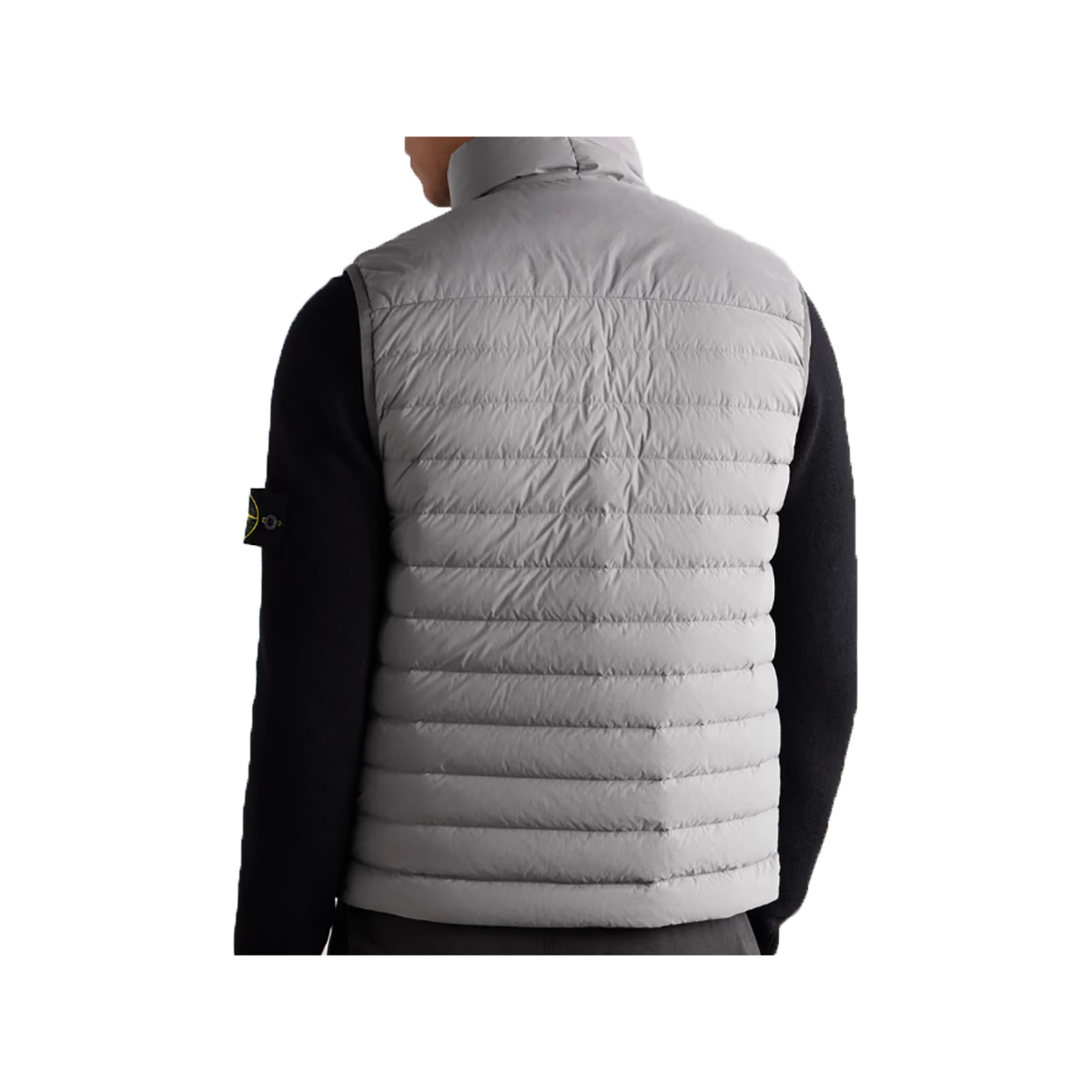 STONE ISLAND LOGO BADGE SHELL-DOWN GILET IN GRAY