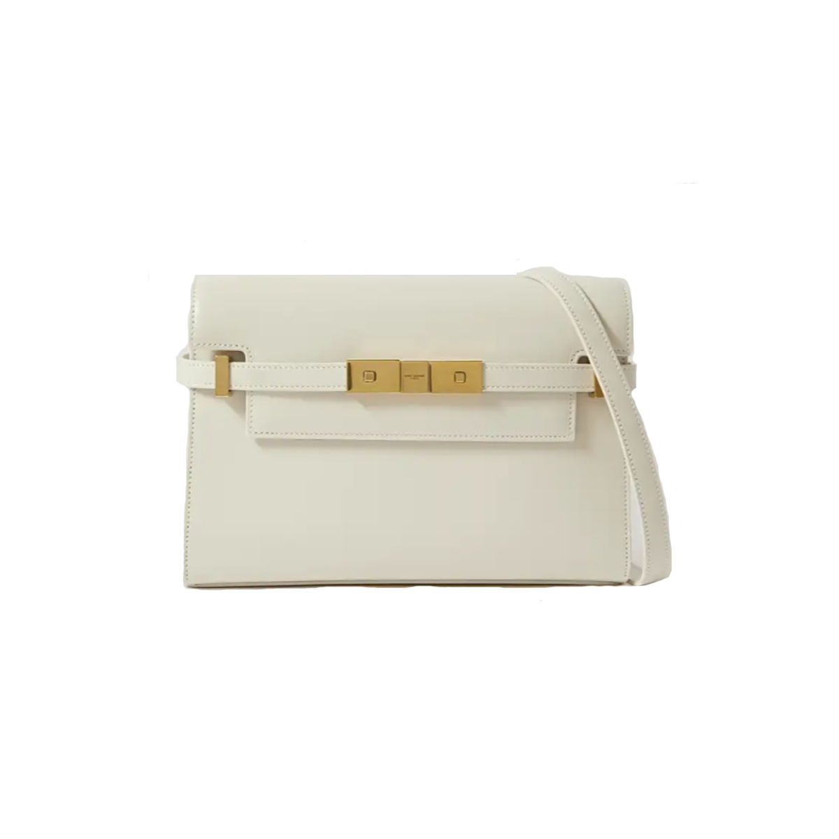 SAINT LAURENT MANHATTAN SMALL LEATHER SHOULDER BAG IN CREAM
