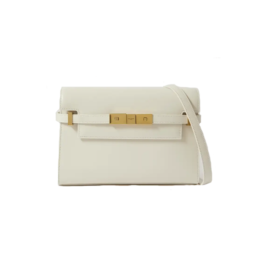 SAINT LAURENT MANHATTAN SMALL LEATHER SHOULDER BAG IN CREAM