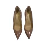 PRELOVED CHRISTIAN LOUBOUTIN HOT CHICK 100 PATENT-LEATHER HEELS IN NUDE