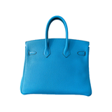 HERMES TOGO LEATHER BIRKIN 25 IN BLUE
