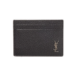 SAINT LAURENT TINY CASSANDRE FULL-GRAIN LEATHER CARDHOLDER IN BLACK