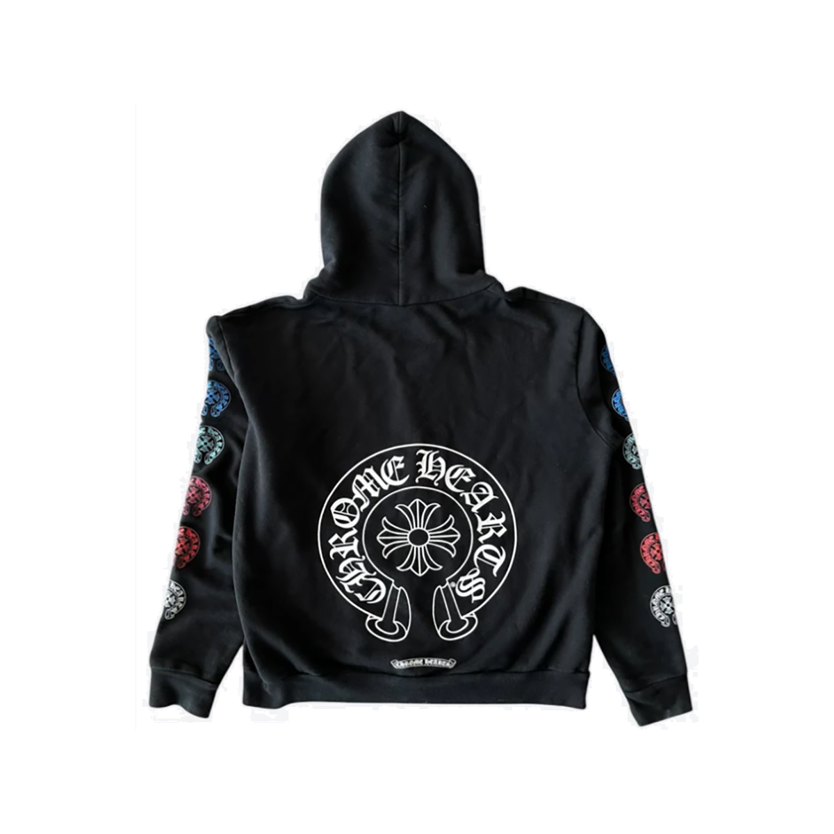PRELOVED CHROME HEARTS MULTICOLOR HORSESHOE LOGO ZIP HOODIE IN BLACK