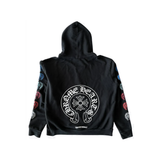 PRELOVED CHROME HEARTS MULTICOLOR HORSESHOE LOGO ZIP HOODIE IN BLACK