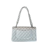 PRELOVED CHANEL SILVER QUILTED MEDIUM FLAP BAG