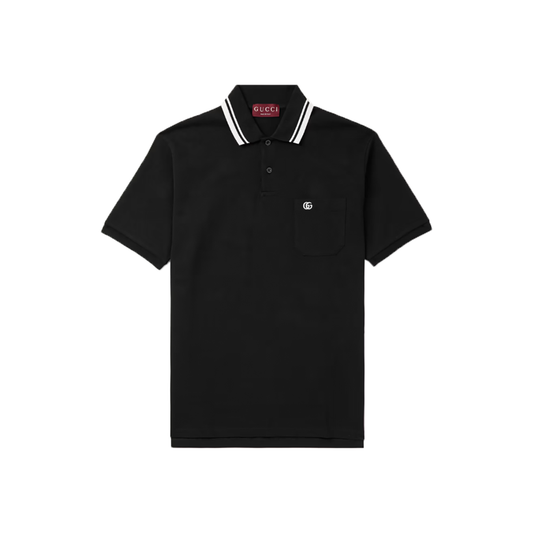 GUCCI MINI LOGO-EMBROIDERED POLO IN BLACK