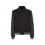 FENDI BLOUSON WOOL BOMBER JACKET IN BLACK