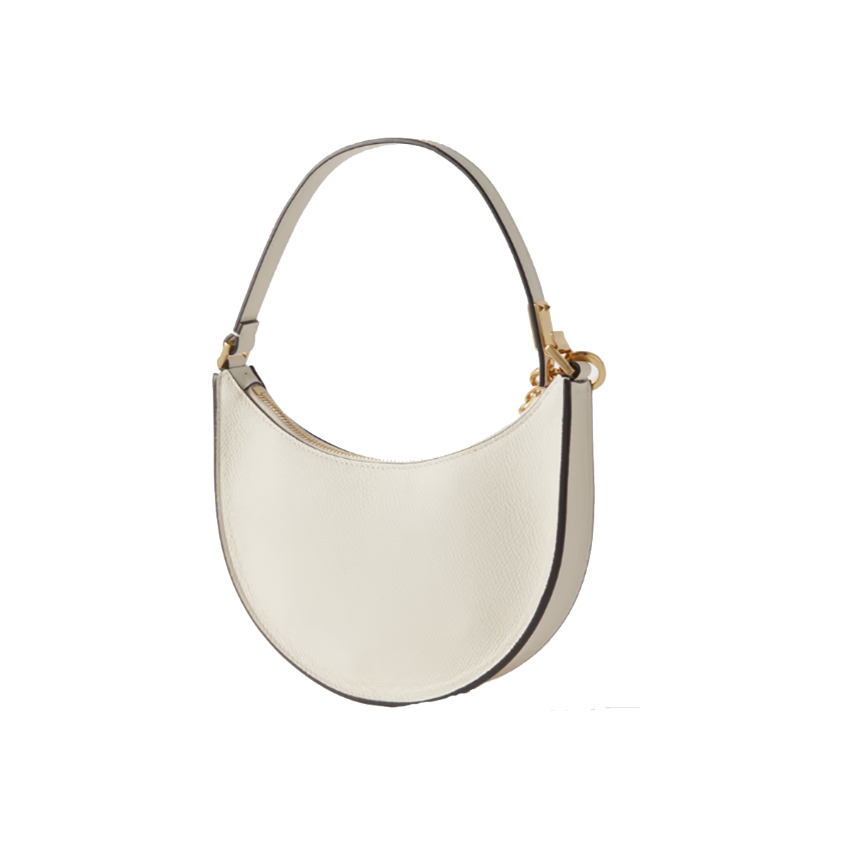 VALENTINO VLOGO MINI TEXTURED-LEATHER SHOULDER BAG IN BEIGE