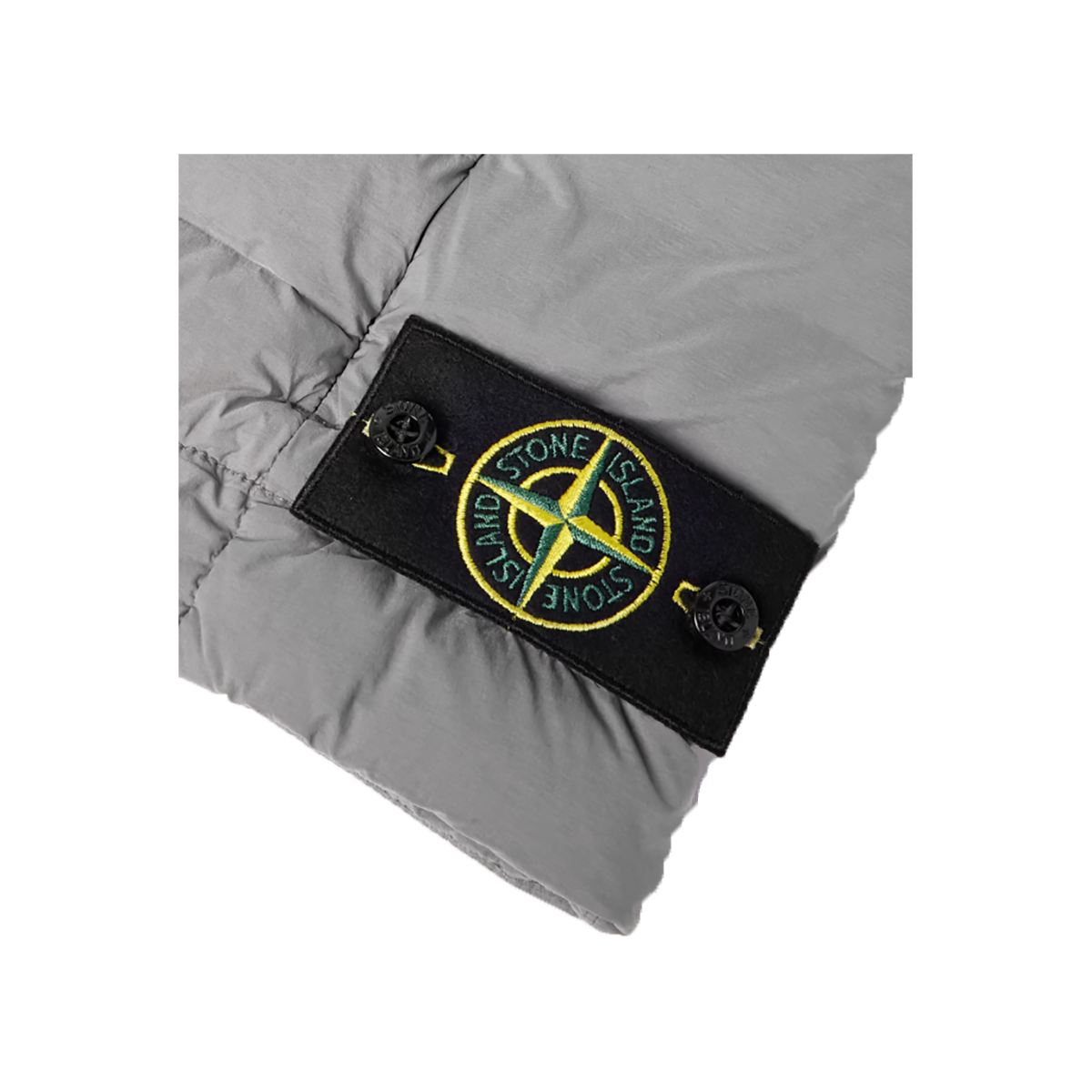 STONE ISLAND LOGO BADGE SHELL-DOWN GILET IN GRAY