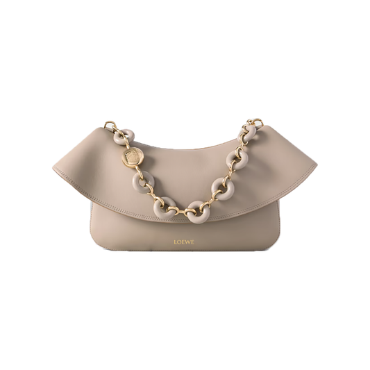 LOEWE OLA MEDIUM EMBELLISHED LEATHER SHOULDER BAG IN SAND