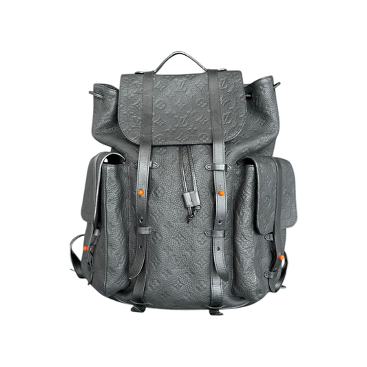 LOUIS VUITTON BLACK AND ORANGE TAURILLON MONOGRAM CHRISOPHER BACKPACK