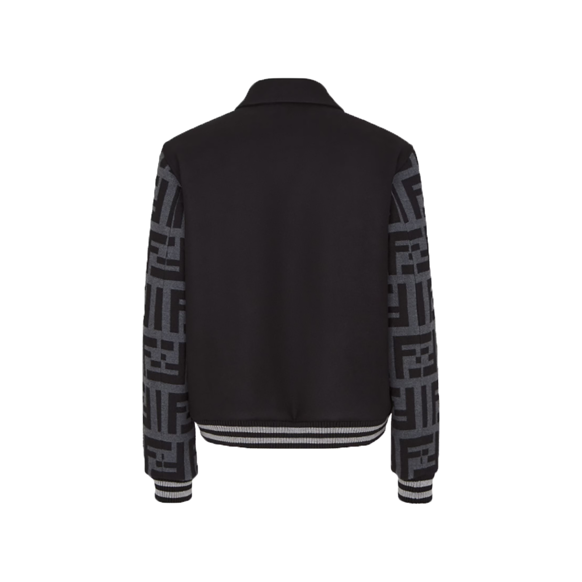 FENDI BLOUSON WOOL BOMBER JACKET IN BLACK