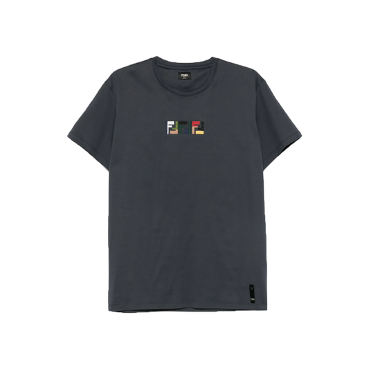 FENDI COTTON TRIPLE FF T-SHIRT IN GRAY