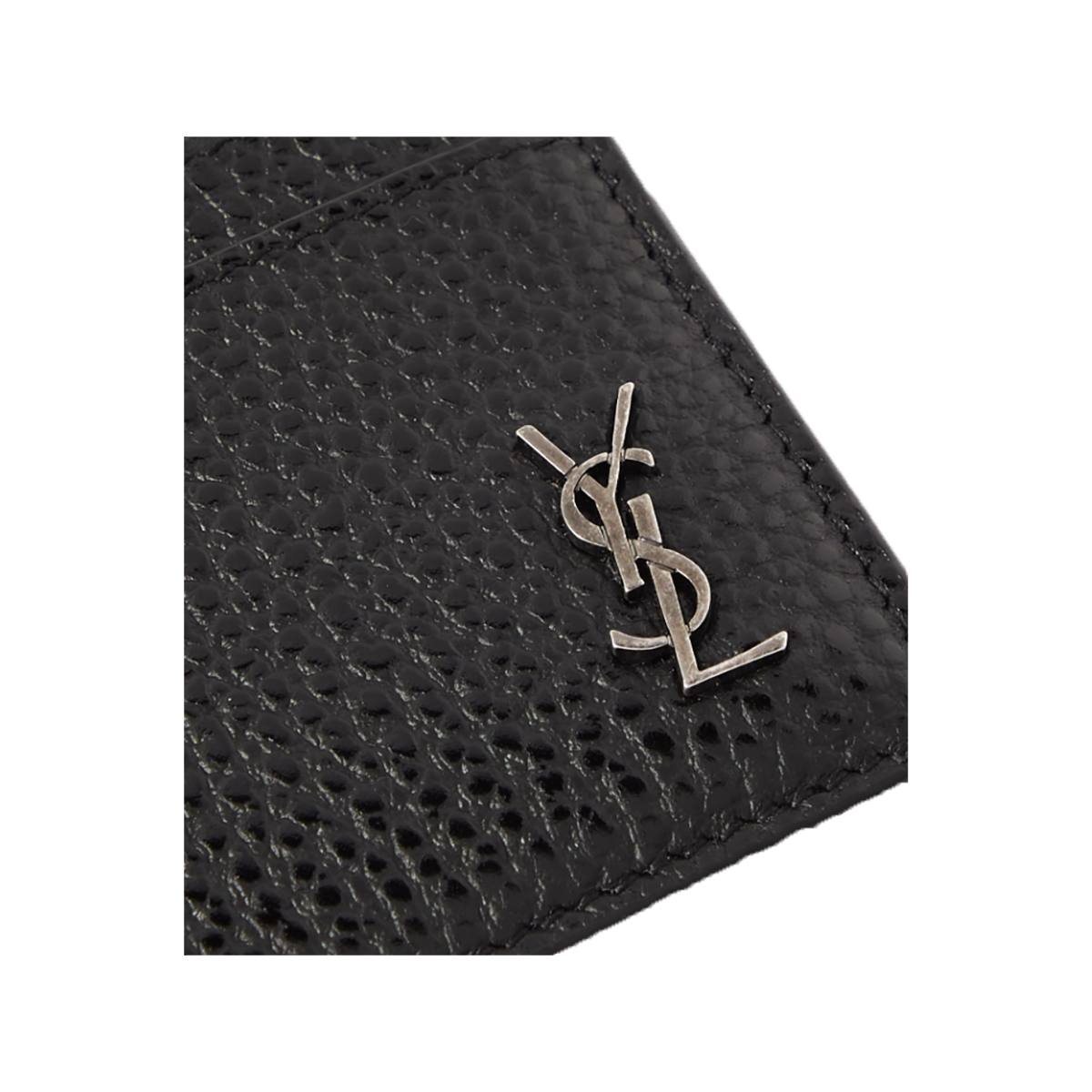 SAINT LAURENT TINY CASSANDRE FULL-GRAIN LEATHER CARDHOLDER IN BLACK