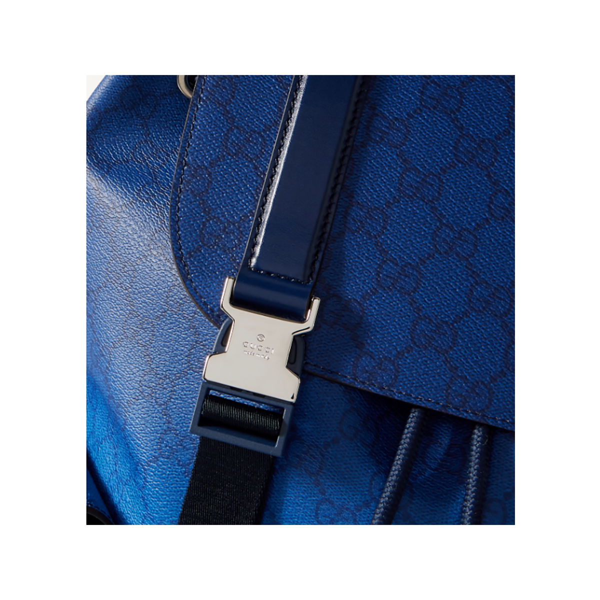 GUCCI DEGRADE MONOGRAMMED COTTON-CANVAS BACKPACK IN BLUE