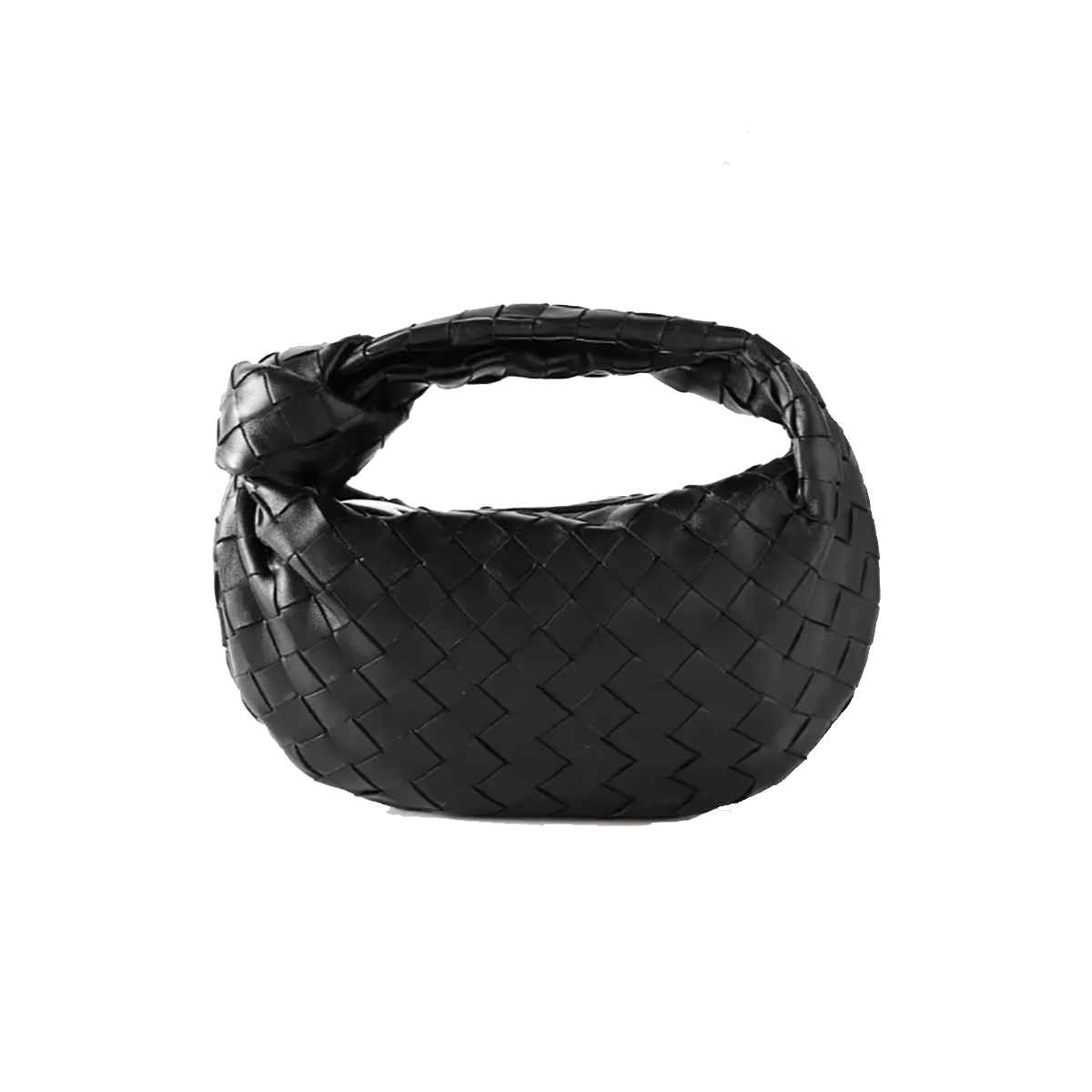 BOTTEGA VENETEA JODIE MINI KNOTTED INTRECCIATO LEATHER TOTE IN BLACK