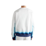 CASABLANCA LOGO-PRINT DEGRADE COTTON SWEATER IN WHITE/BLUE