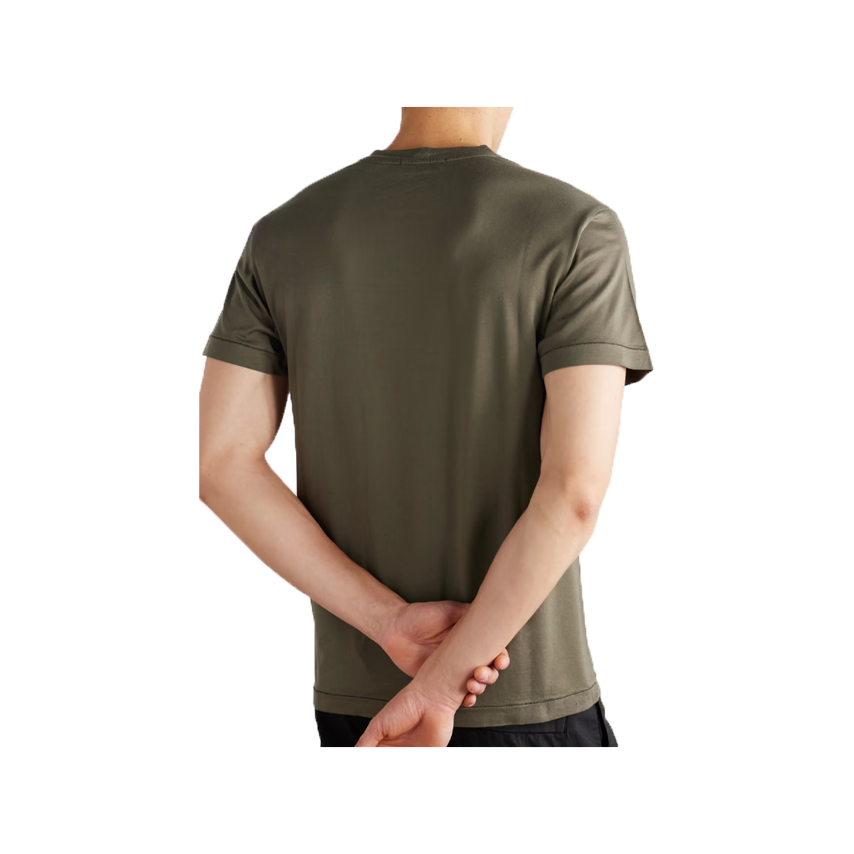 STONE ISLAND LOGO-APPLIQUED COTTON T-SHIRT IN DARK GREEN