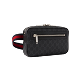 GUCCI LEATHER-TRIMMED GG SUPREME BUM BAG IN BLACK