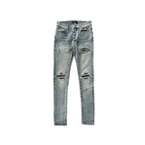 AMIRI STONE INDIGO & BLACK PATCH MX1 JEANS