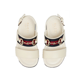 JUNIOR GUCCI WEB SANDLES IN CREAM