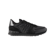 VALENTINO ROCKSTUD LEATHER AND SUEDE TRAINERS IN BLACK