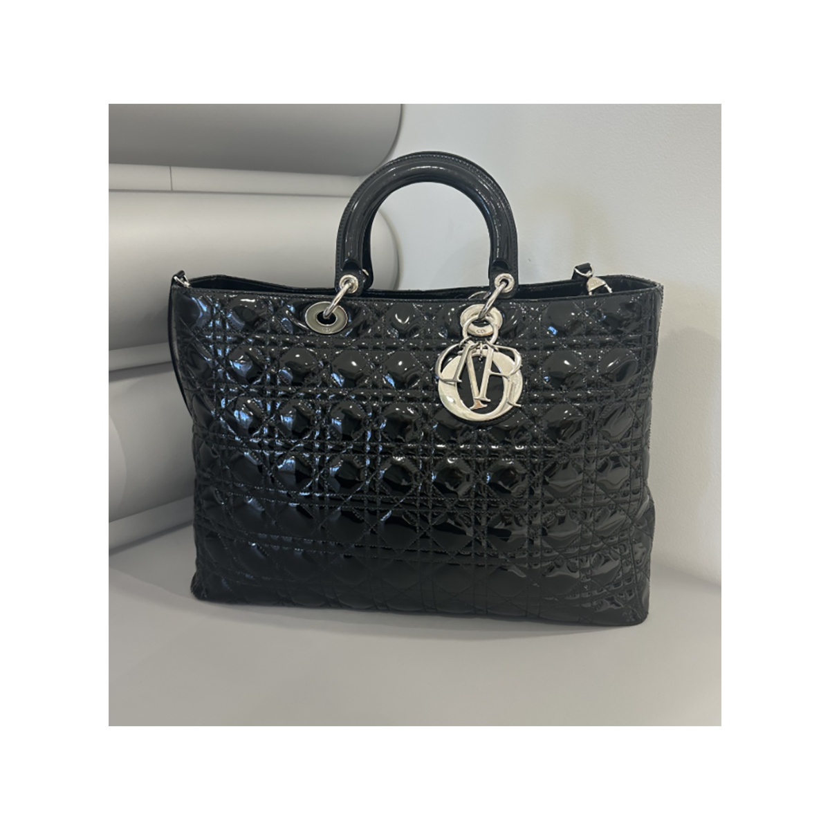PRELOVED PATENT LADY DIOR BAG IN BLACK