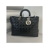 PRELOVED PATENT LADY DIOR BAG IN BLACK