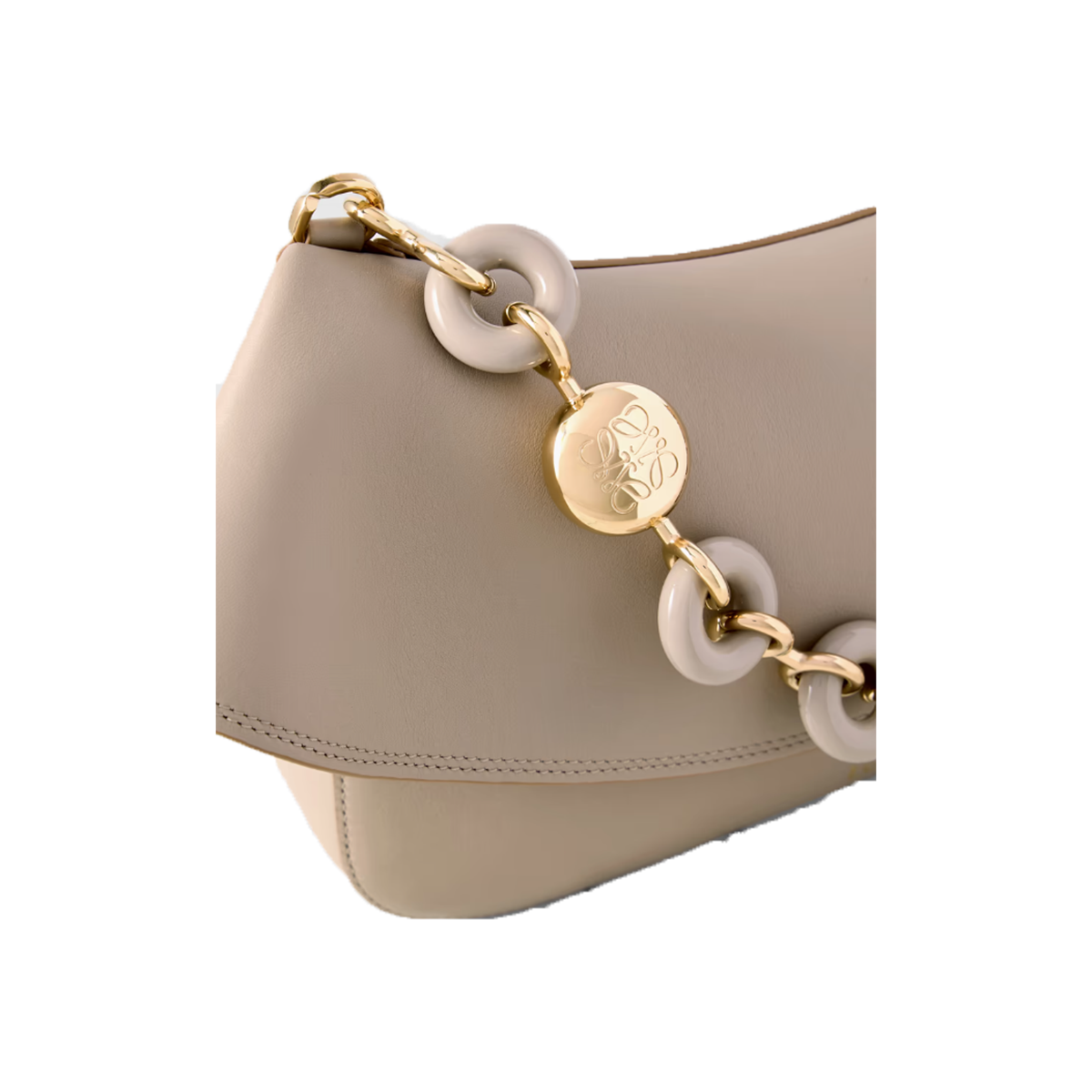 LOEWE OLA MEDIUM EMBELLISHED LEATHER SHOULDER BAG IN SAND