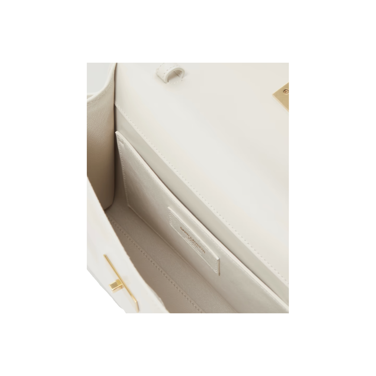 SAINT LAURENT MANHATTAN SMALL LEATHER SHOULDER BAG IN CREAM