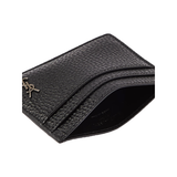 SAINT LAURENT TINY CASSANDRE FULL-GRAIN LEATHER CARDHOLDER IN BLACK