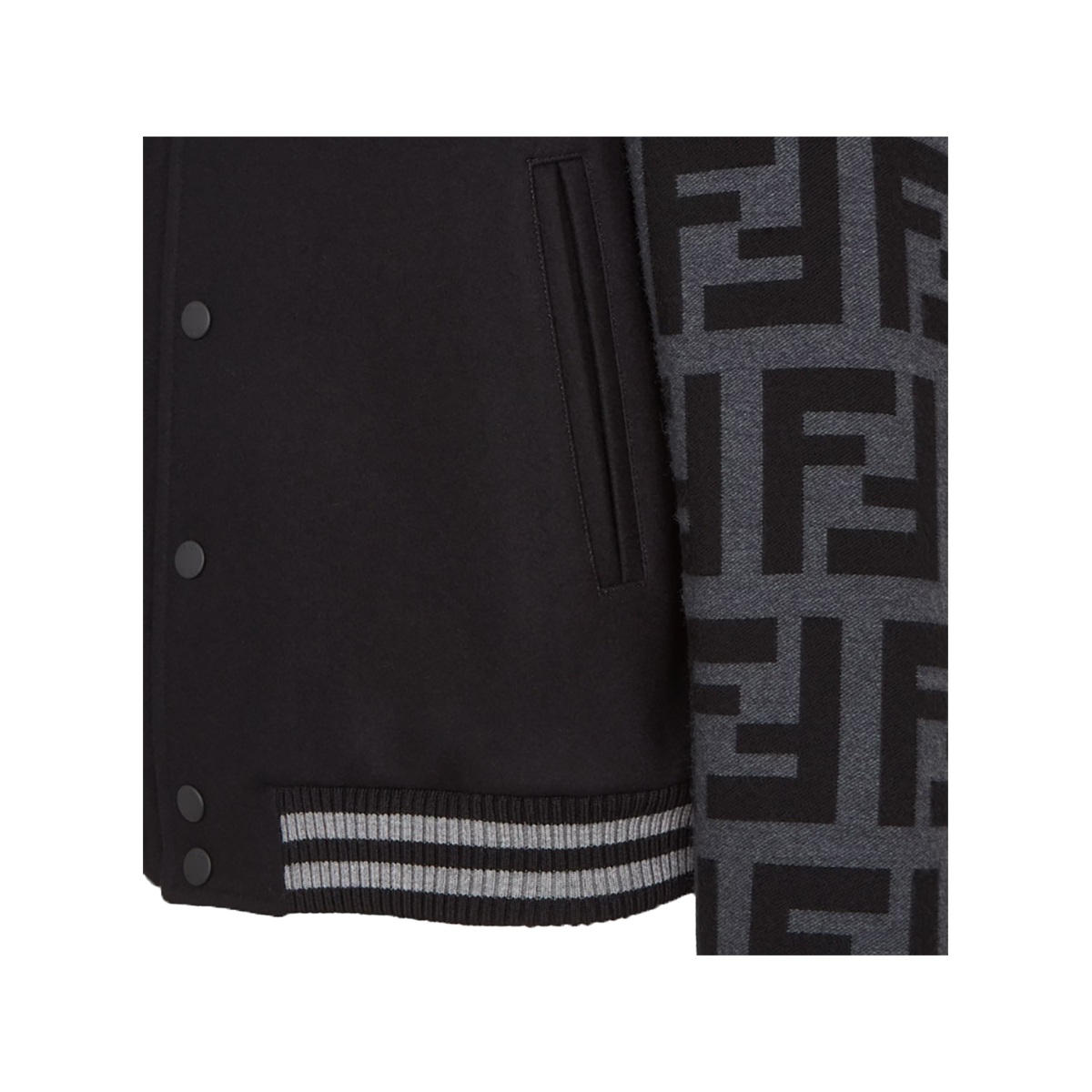 FENDI BLOUSON WOOL BOMBER JACKET IN BLACK