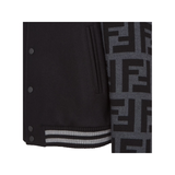 FENDI BLOUSON WOOL BOMBER JACKET IN BLACK