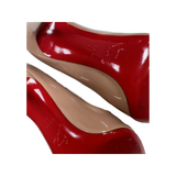 PRELOVED CHRISTIAN LOUBOUTIN HOT CHICK 100 PATENT-LEATHER HEELS IN NUDE