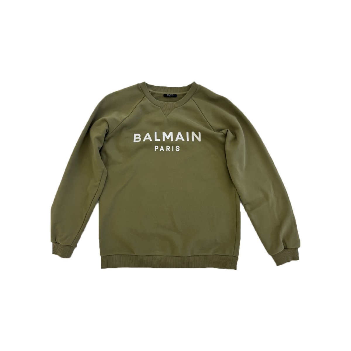 PRELOVED BALMAIN LOGO PRINTED SWEATSHIRT IN GREEN